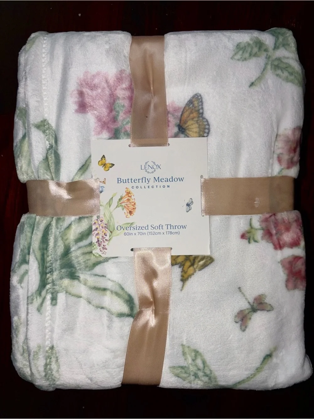 Lenox butterfly meadow bloom pink throw  NWT